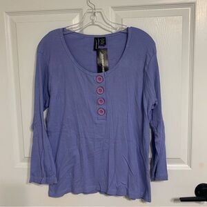 jason maxwell Lavender Long-Sleevje Button Placket Top Cotton Layered